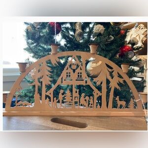 ORIGINAL ERZGEBIRGE/SCHWIBBOGEN Candle Arch Forest Lodge Made in Germany